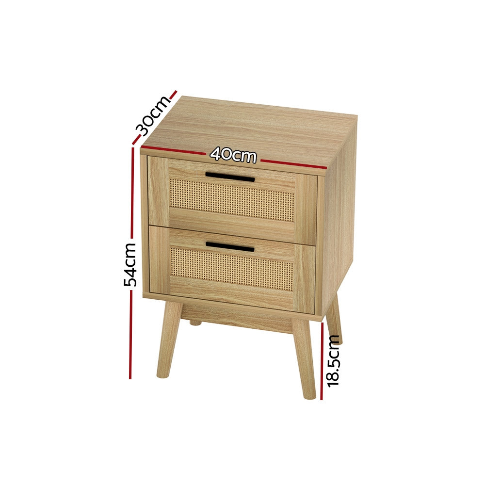 Melia Rattan Bedside Table – Wood – 2 Drawers