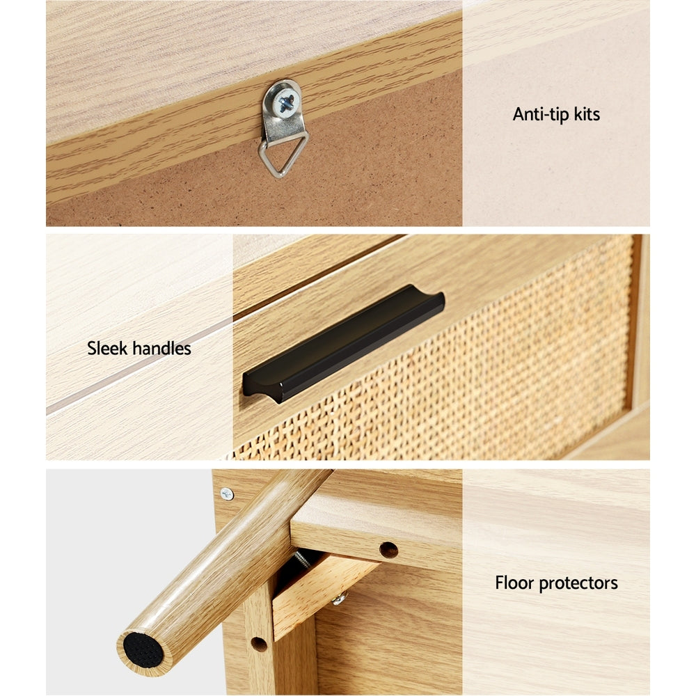 Melia Rattan Bedside Table – Wood – 2 Drawers
