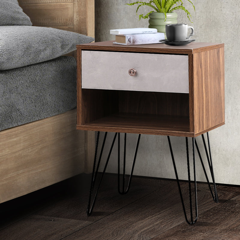 Bedside Table w/Drawer and Shelf