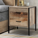 2 Drawer Bedside Table - Oak Metal