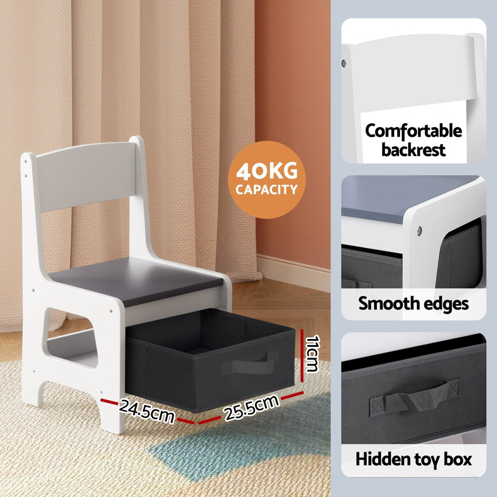 Phoenix Kids Activity Table with Chalkboard – White – 61 cm