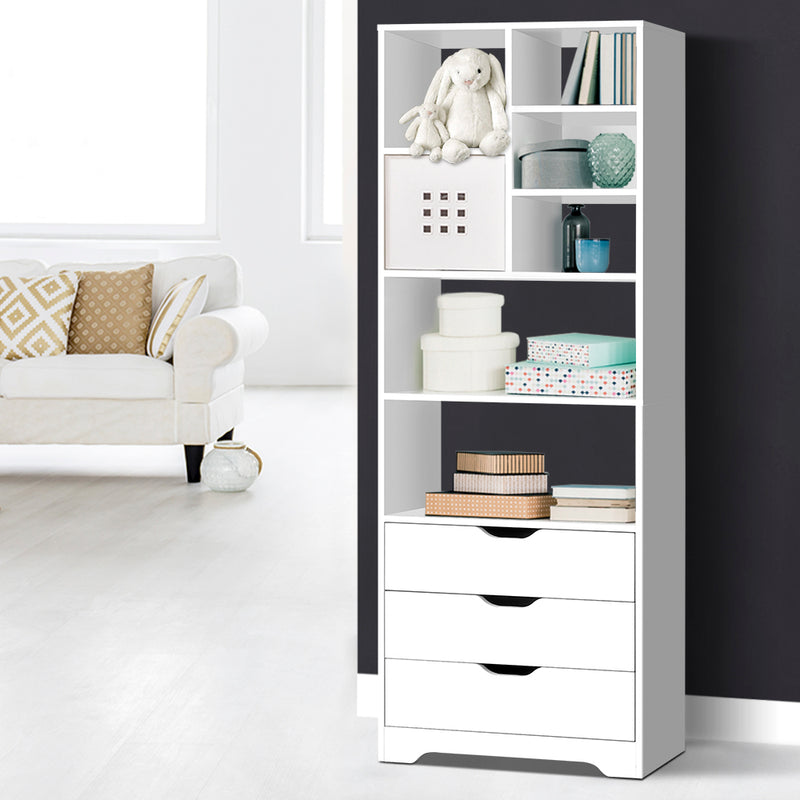 Bookshelf with Drawers - White