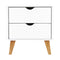 Bedside Table 2 Drawers - White