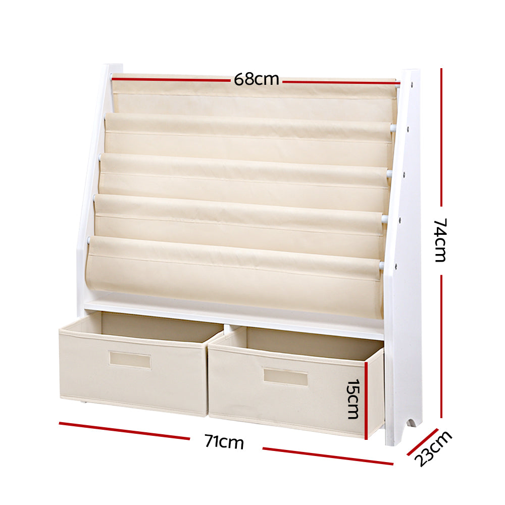 Nova 4 Tier Kids Bookshelf – White – Small