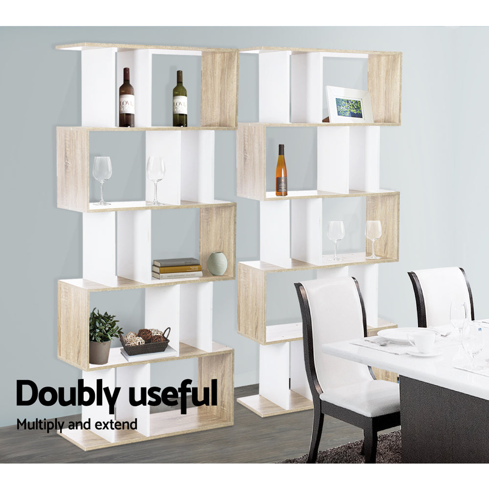 Rita Bookshelf – White & Oak – 5 Tier