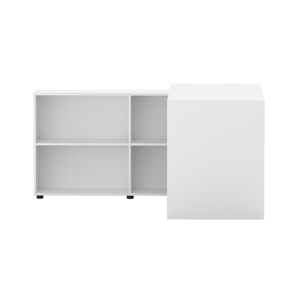Kendor L-Shaped Computer Desk with Bookcase – White – 130 cm
