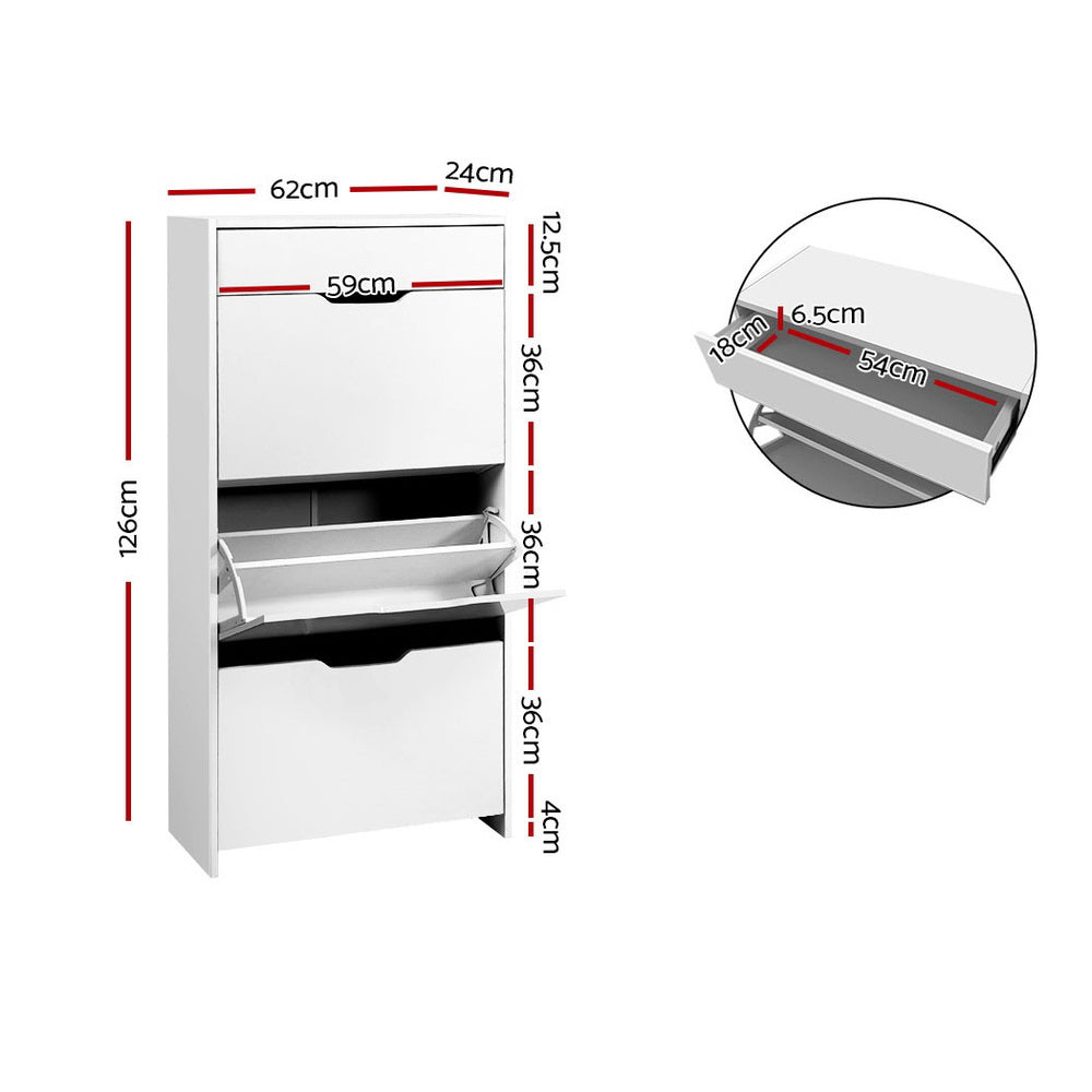 Luna Shoe Cabinet – White – 24 Pairs