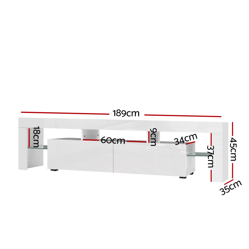 Vega LED Entertainment Unit – White – 189 cm