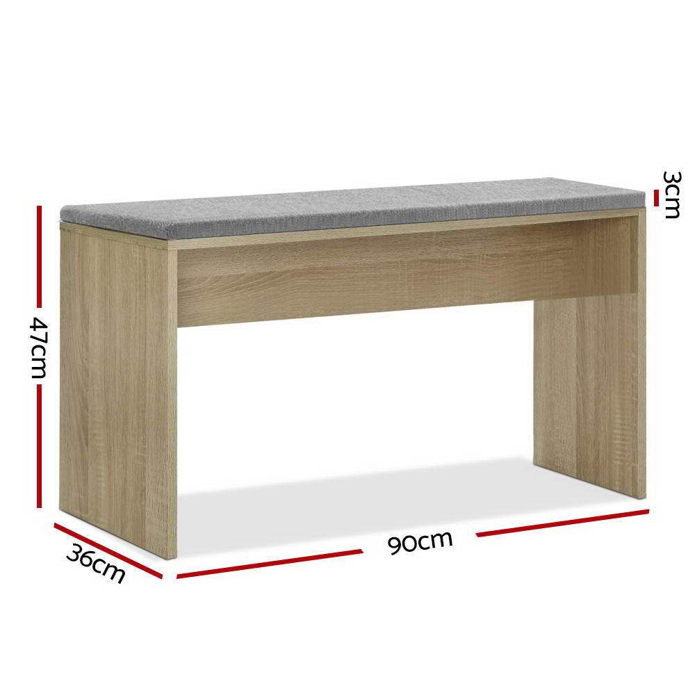 Haywood Cushioned Dining Bench – Oak – 90 cm
