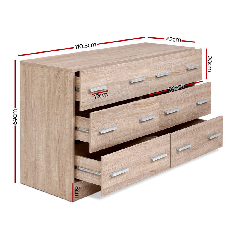 6 Chest of Drawers - Oak