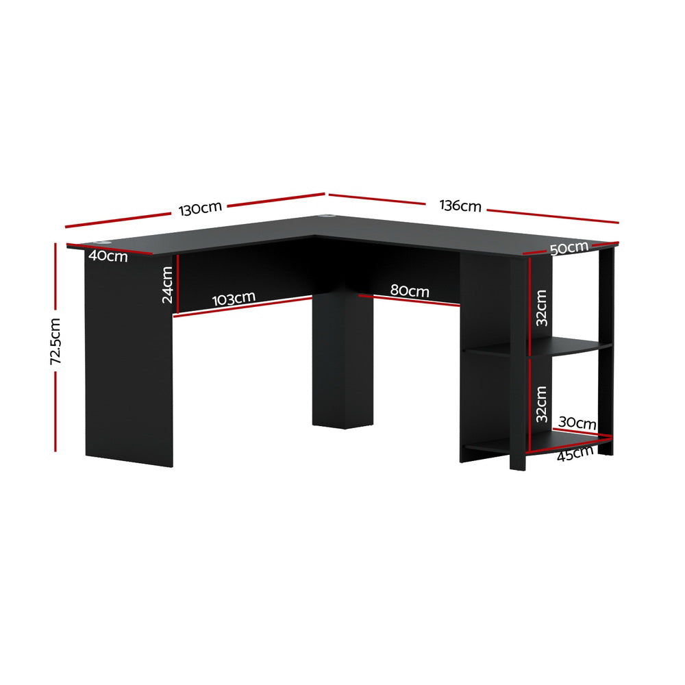 Apex L-Shape Computer Desk – Black – Large