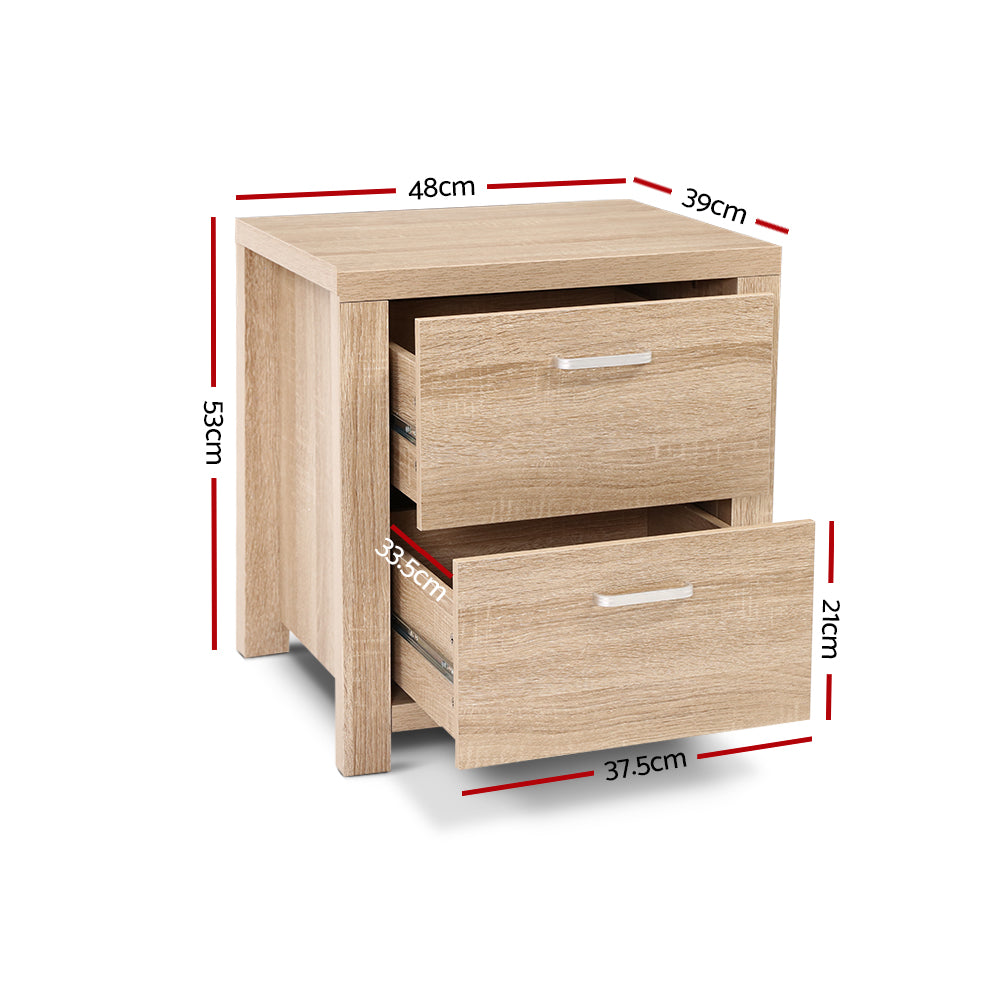 Harden Bedside Table – Beige – 2 Drawers