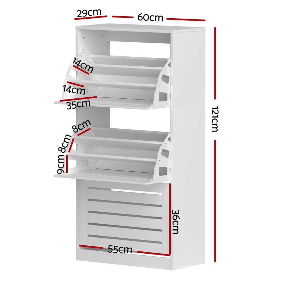 Callan 3-Drawer Shoe Cabinet – White – 45 Pairs
