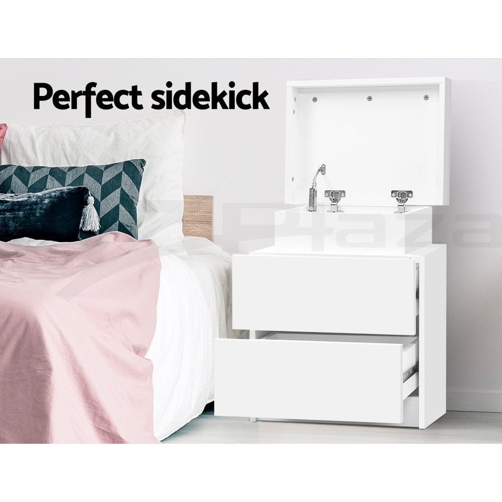 Atlas Bedside Tables – White – Set of 2