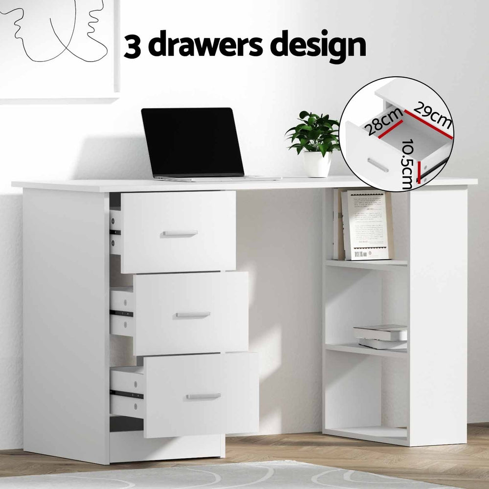 Mason Computer Desk with Storage – White – 120 cm