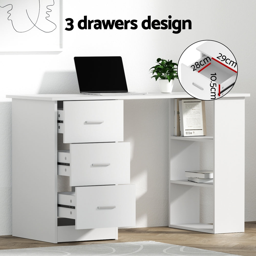 Callan Computer Desk & Executive Chair Set – White – 120 cm