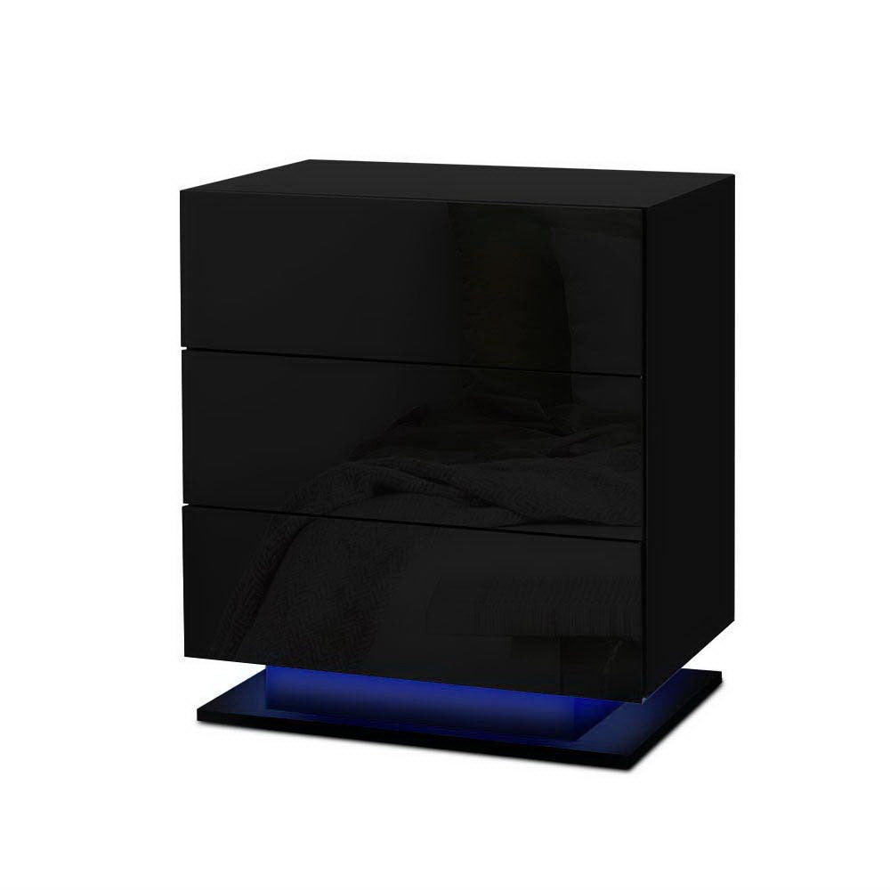 Atlas LED Bedside Tables – Black – Set of 2