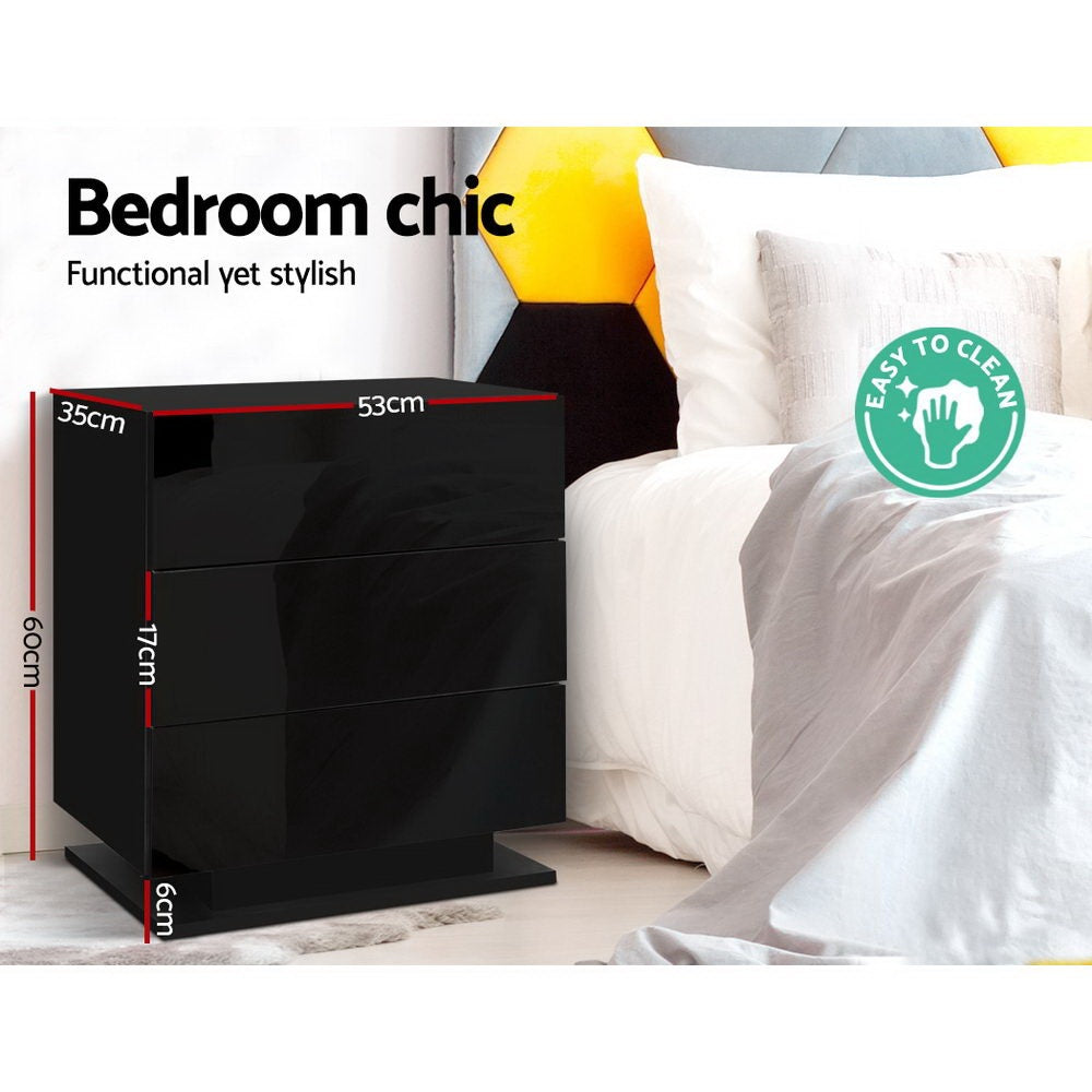 Atlas LED Bedside Tables – Black – Set of 2