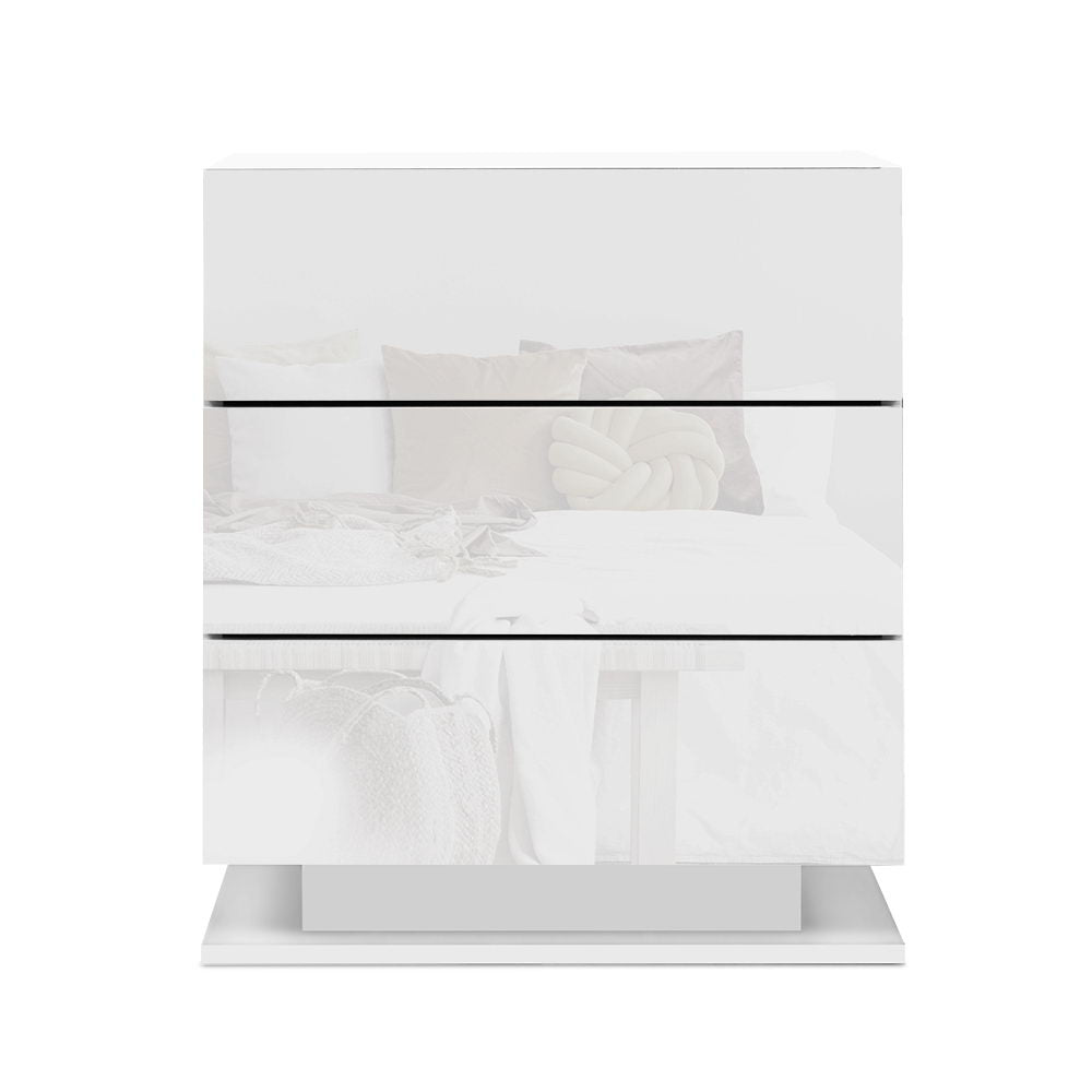 Mori LED Bedside Table – White – 60 cm