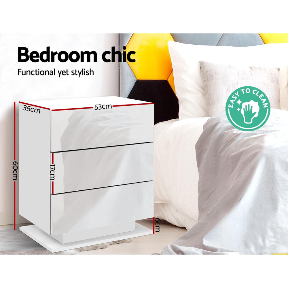 Mori LED Bedside Table – White – 60 cm