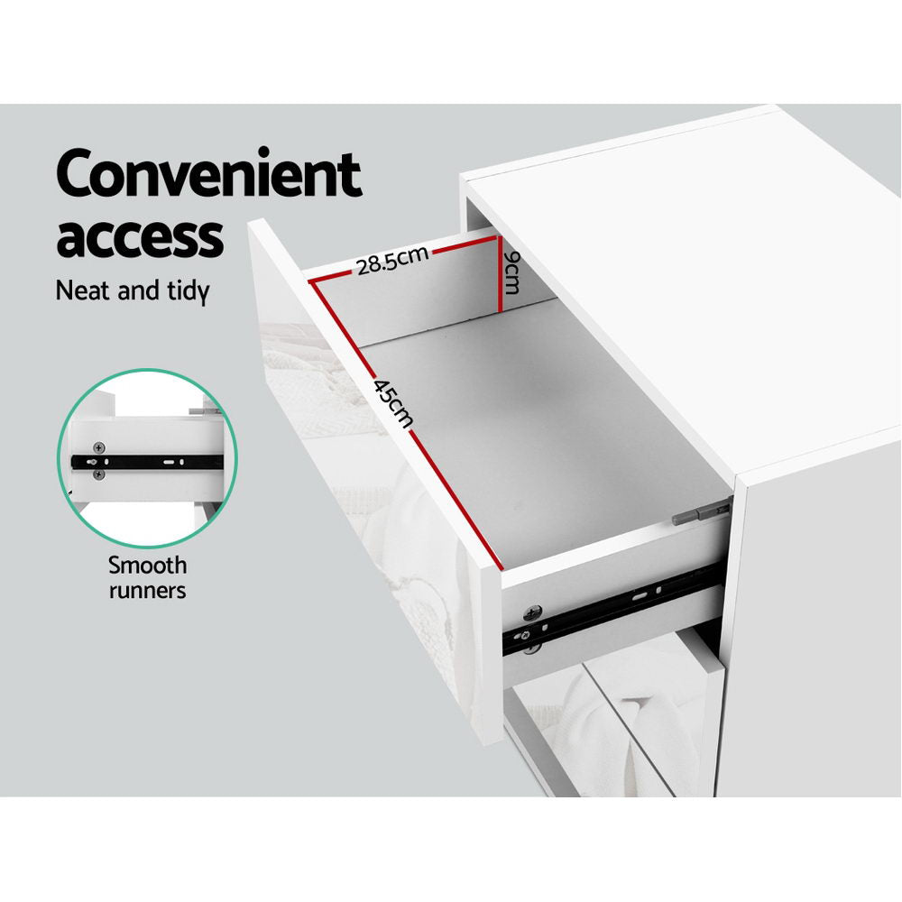 Mori LED Bedside Table – White – 60 cm