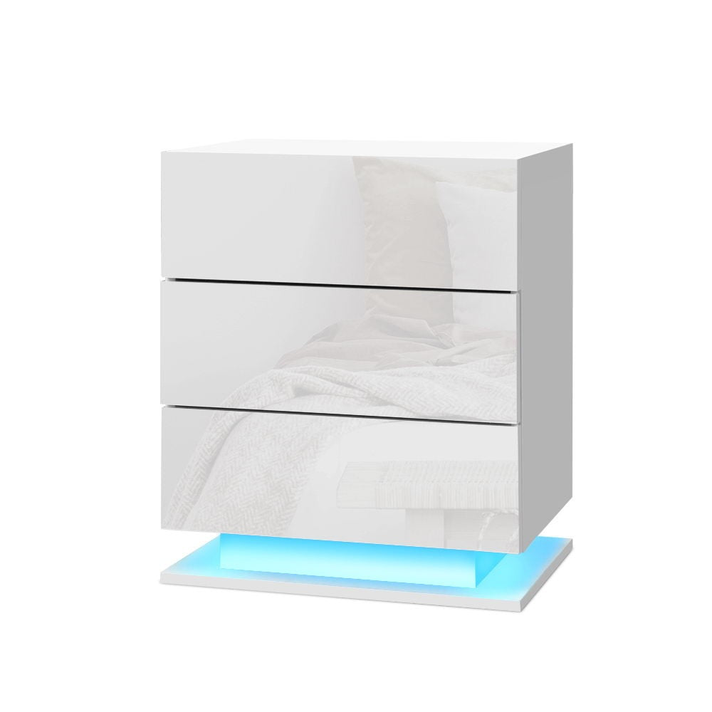 Arlo LED Bedside Tables – White – Set of 2