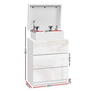 3 Drawers LED Bedside Table - White