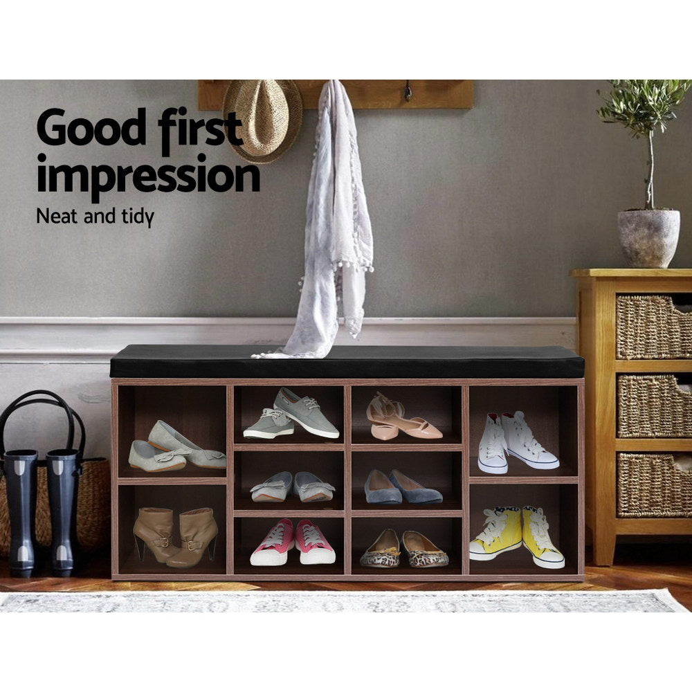 Kendall Shoe Storage Bench – Walnut – 102 cm