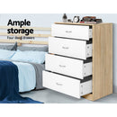 4 Chest of Drawers - White & Oak