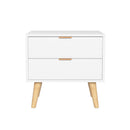 Bedside Table with 2 Drawers – White