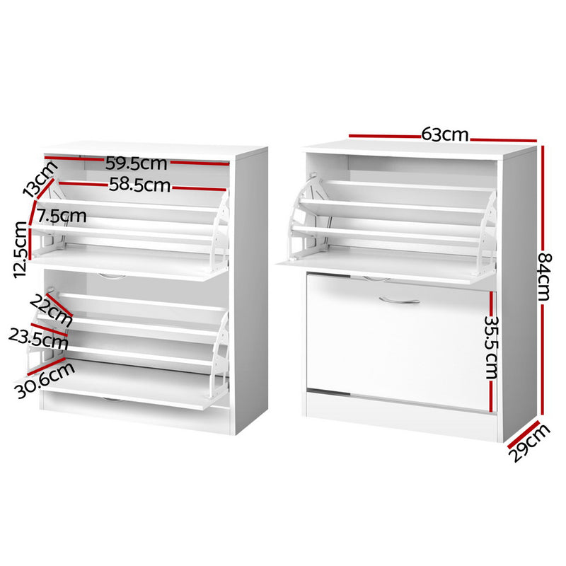 2 Door Shoe Cabinet - White