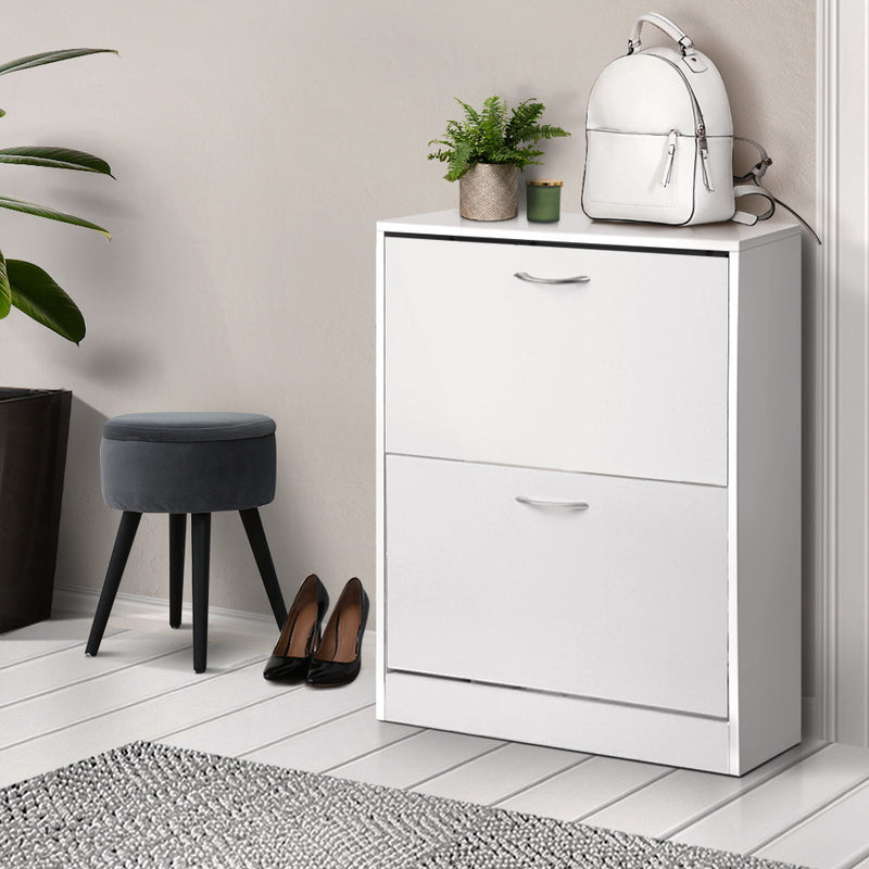 2 Door Shoe Cabinet - White