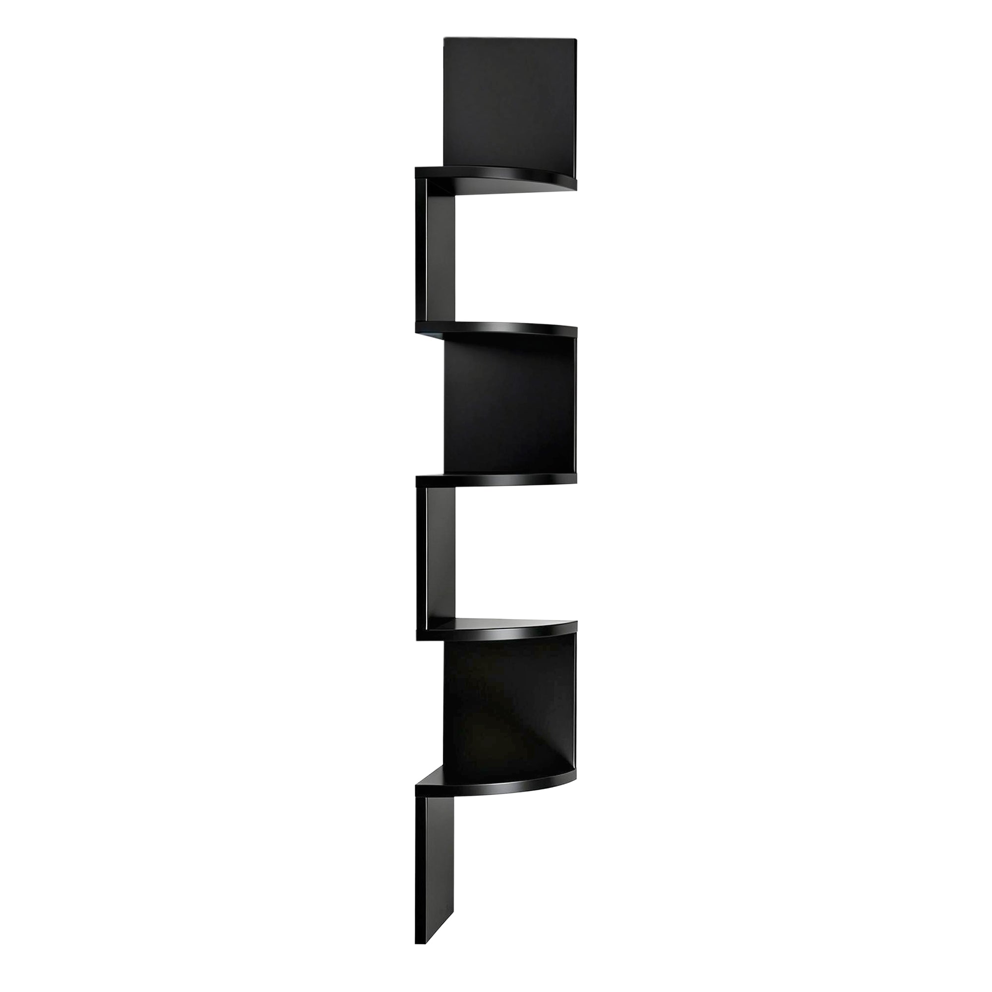 Kiara Corner Wall Shelf – Black – 5 Tier