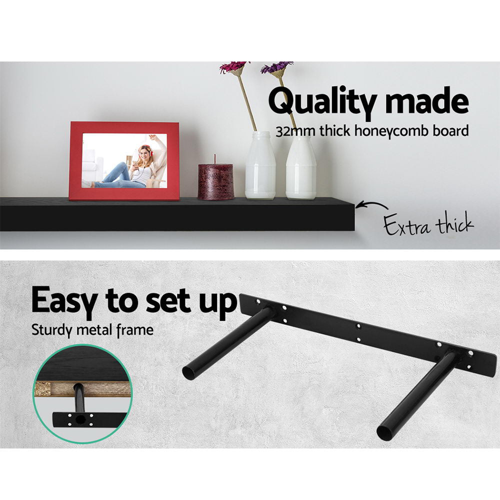 Hover Floating Wall Shelves – Black – Set of 3