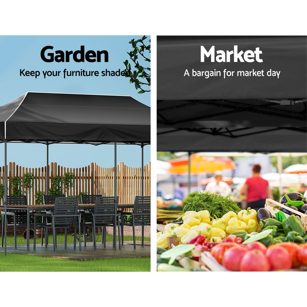 Marston Pop Up Gazebo – Black – 3m x 6m