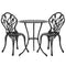 Gardeon 3PC Outdoor Setting Bistro Set Chairs Table Cast Aluminum Patio Furniture Tulip Black