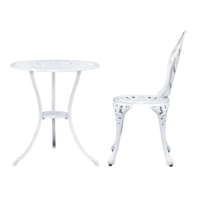 3 PC Cast Aluminum Outdoor Bistro Set - White