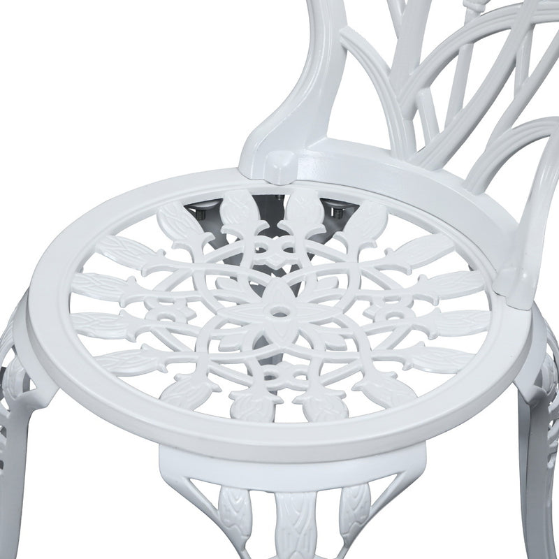 3 PC Cast Aluminum Outdoor Bistro Set - White