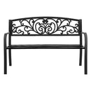 Steel Outdoor 3 Seater Garden Bench - Black