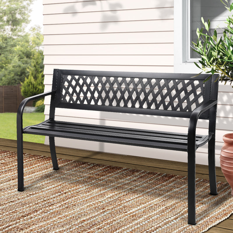 2 Seater Outdoor Garden Bench - Black