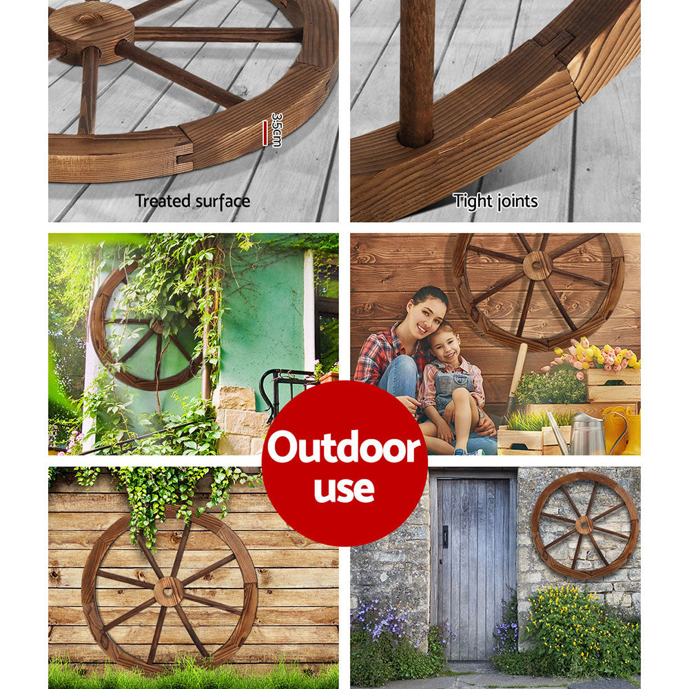 Heritage Wooden Wagon Wheel Ornaments – Set of 2