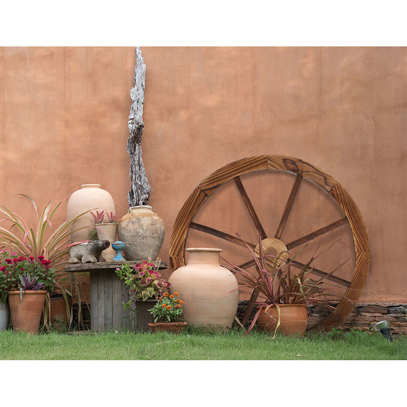 Outdoor Wooden Wagon Wheel Ornament