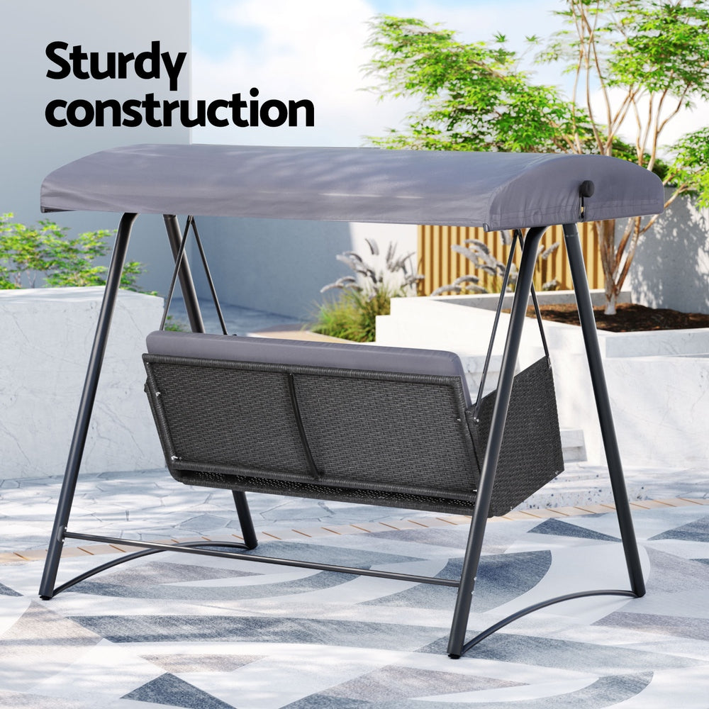 Cordelia Rattan Swing Chair – Grey – 3 Seater