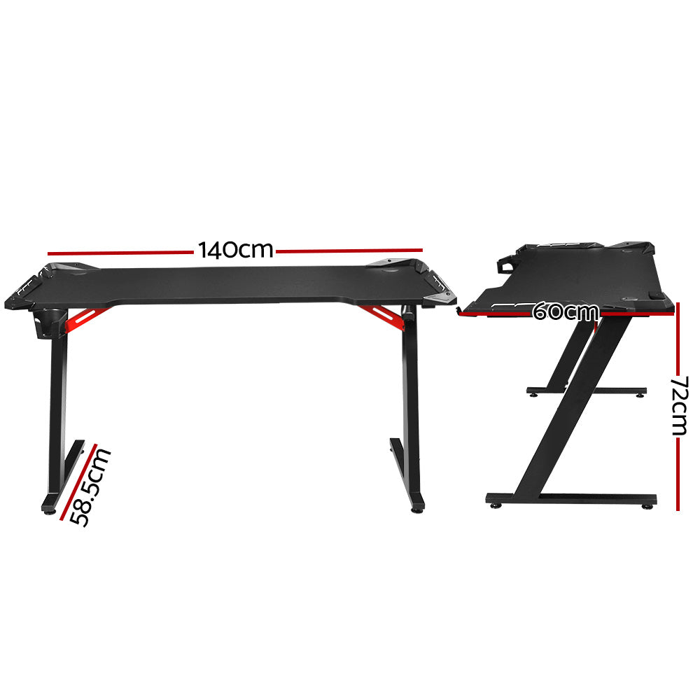 Apex Gaming Desk with RGB LED – Black – 140 cm