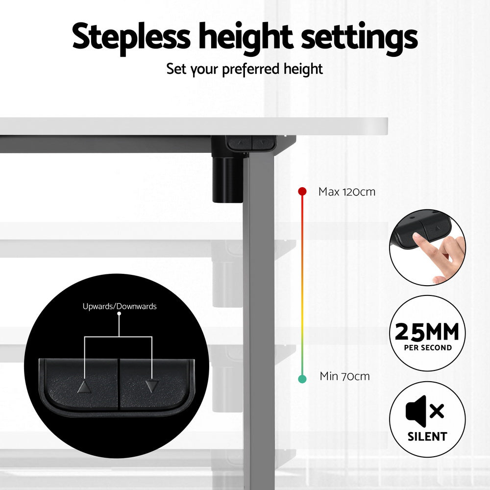 Veron Electric Sit Stand Desk – White – 140 cm