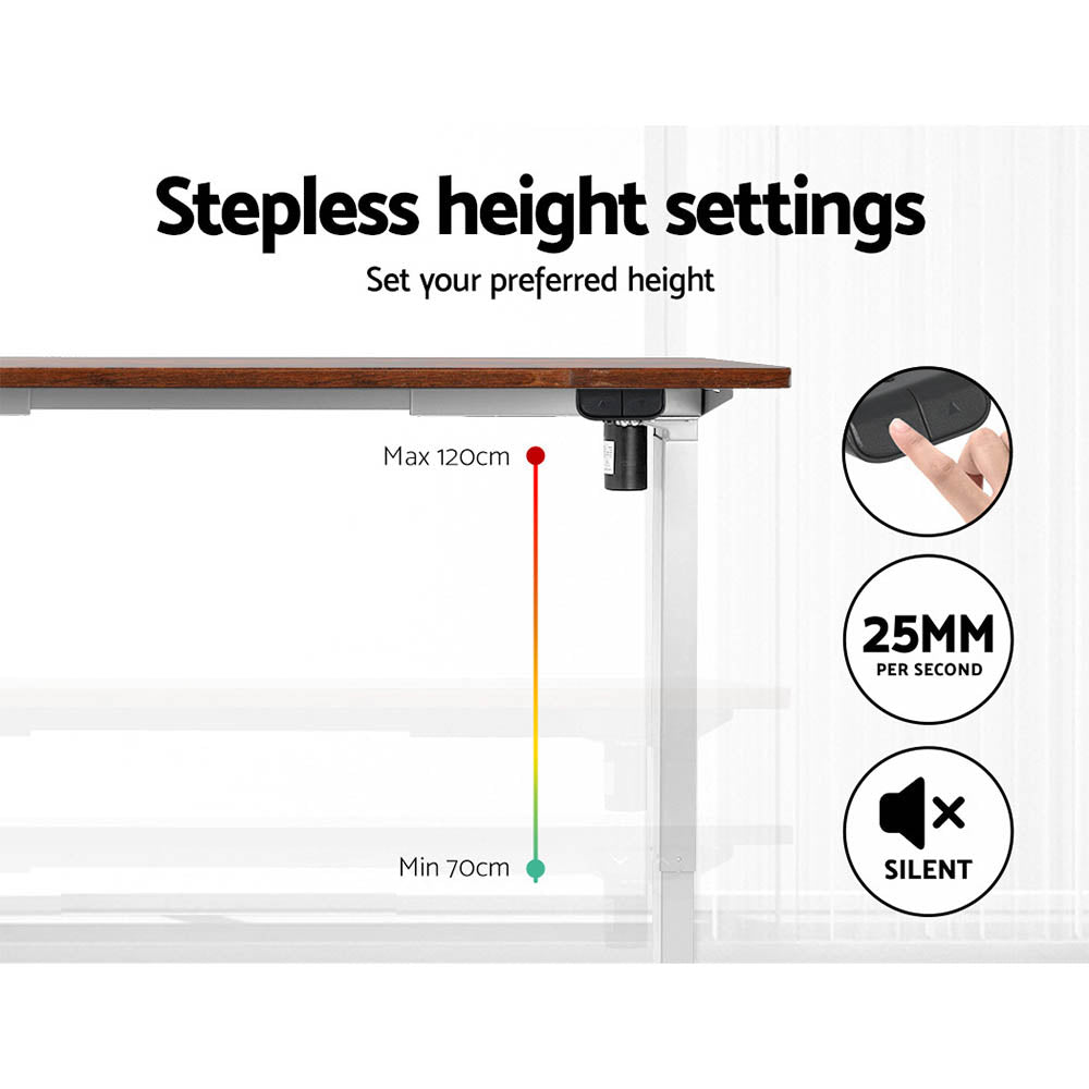 Keiran Electric Standing Desk – White & Rustic Brown – 140 cm