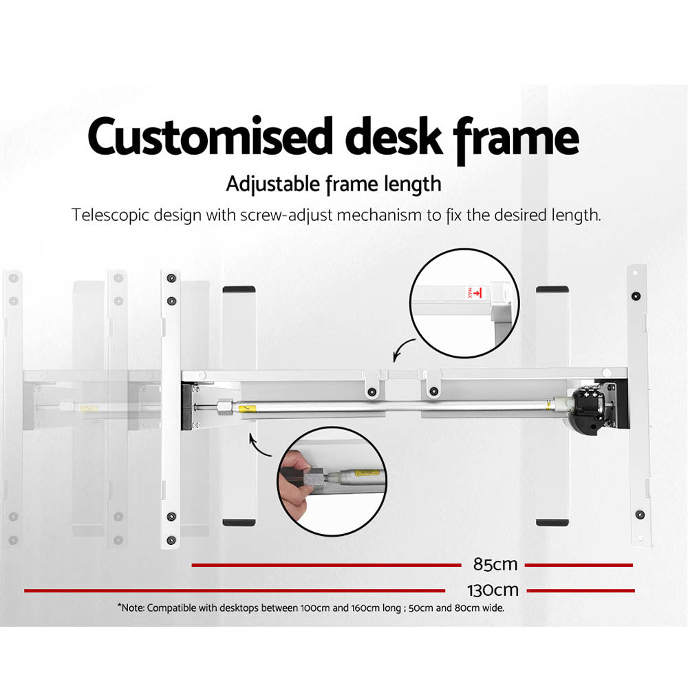 Keiran Electric Standing Desk – White & Rustic Brown – 140 cm