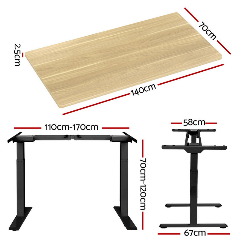 Motorised Standing Desk – Dual Motor, White Oak 140cm
