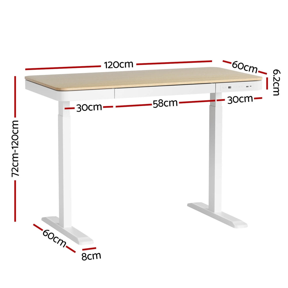 Hudson Electric Sit Stand Desk – Brown / Wood – 120 cm