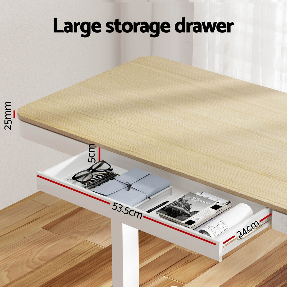 Hudson Electric Sit Stand Desk – Brown / Wood – 120 cm